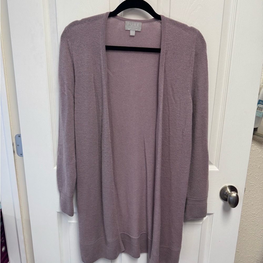 Pure  Collection Women's Lavender Open Front Sweater
